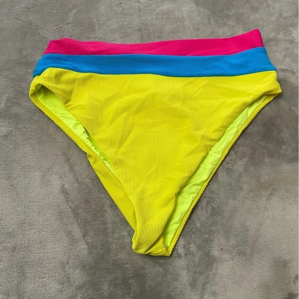 New! Beach Riot Heidi Retro Bright Color Block Ribbed Bikini Bottom 24868
